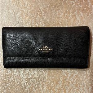 Coach Pebbled Black Leather Wallet